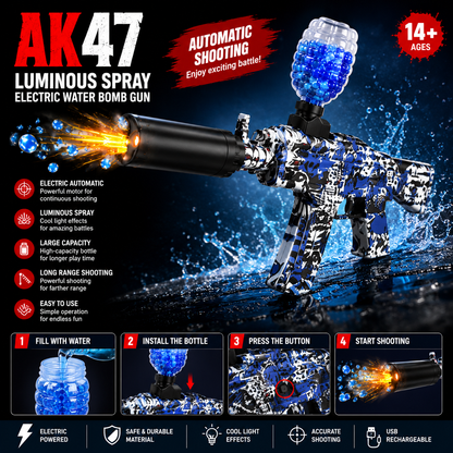 Electric Gel orbees Blaster AK47 1000 High-Powered Automatic Water Ball Gun for Kids & Teens