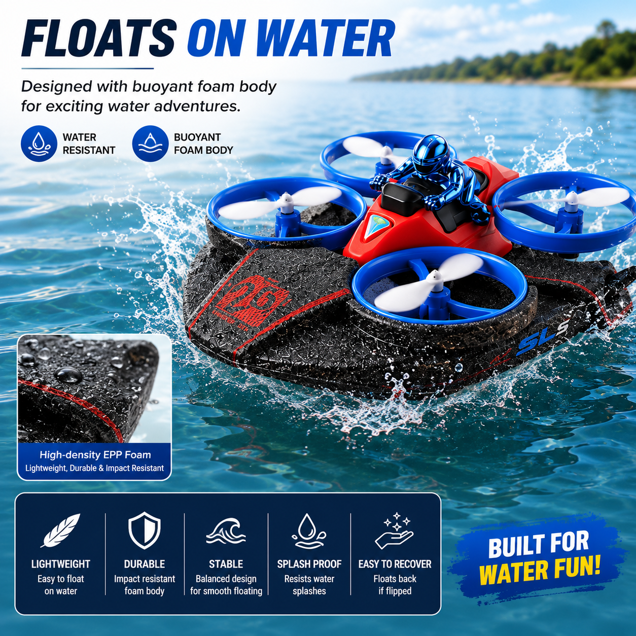 3-in-1 RC Quadcopter – Sea, Land & Air Remote Control Flying Car