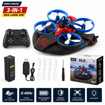 3-in-1 RC Quadcopter – Sea, Land & Air Remote Control Flying Car