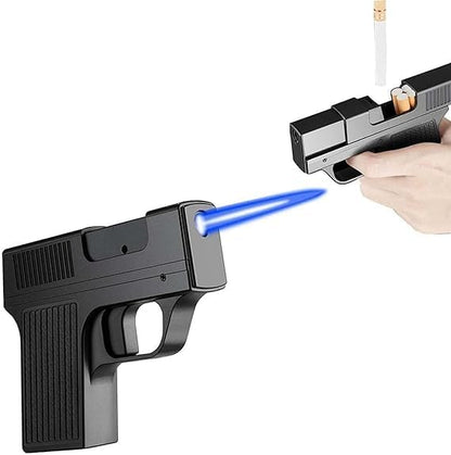 Gun Shape Cigarette Case Lighter – Jet Flame Torch Lighter with Stylish Gun Shape, Portable & Refillable, Unique Gift for Smokers, Compact Cigar and Cigarette Lighter
