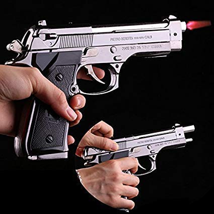 Gun Shaped Cigarette Lighter Pocket Lighter Plastic Gas Lighter (Silver, Pack of 1) Gun Shaped Cigarette Lighter Pocket Lighter Plastic Gas Lighter (Silver, Pack of 1) Pocket Lighter