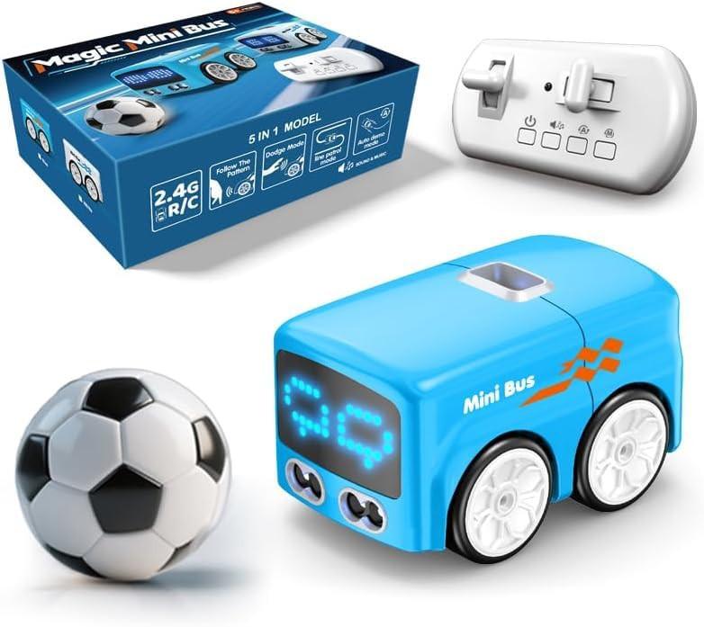 Magic Mini RC Bus, 2.4 GHZ Inductive Car that Follows Drawn Line, Interactive Magic Mini Bus with Gestures Follow & Escape Modes, Idea Present for 6+ Kids Boys Girls and Adults.