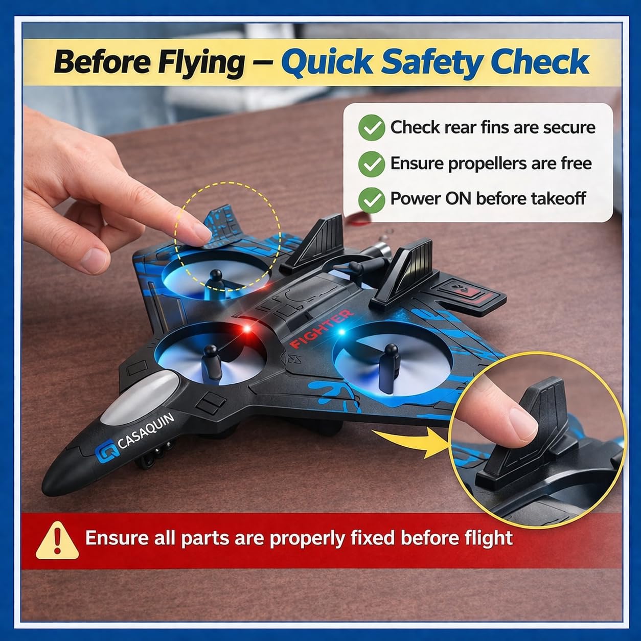 Vinny’s RC Fighter Jet for Kids – 2.4GHz Remote Control Airplane with Gyro Stabilization, Durable EPP Foam Build, Ready-to-Fly (Multicolor)