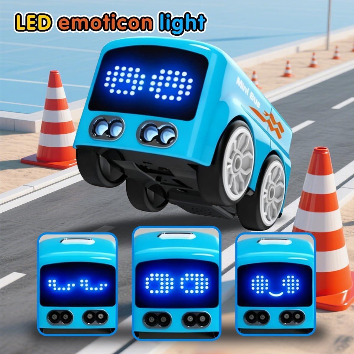 Magic Mini RC Bus, 2.4 GHZ Inductive Car that Follows Drawn Line, Interactive Magic Mini Bus with Gestures Follow & Escape Modes, Idea Present for 6+ Kids Boys Girls and Adults.