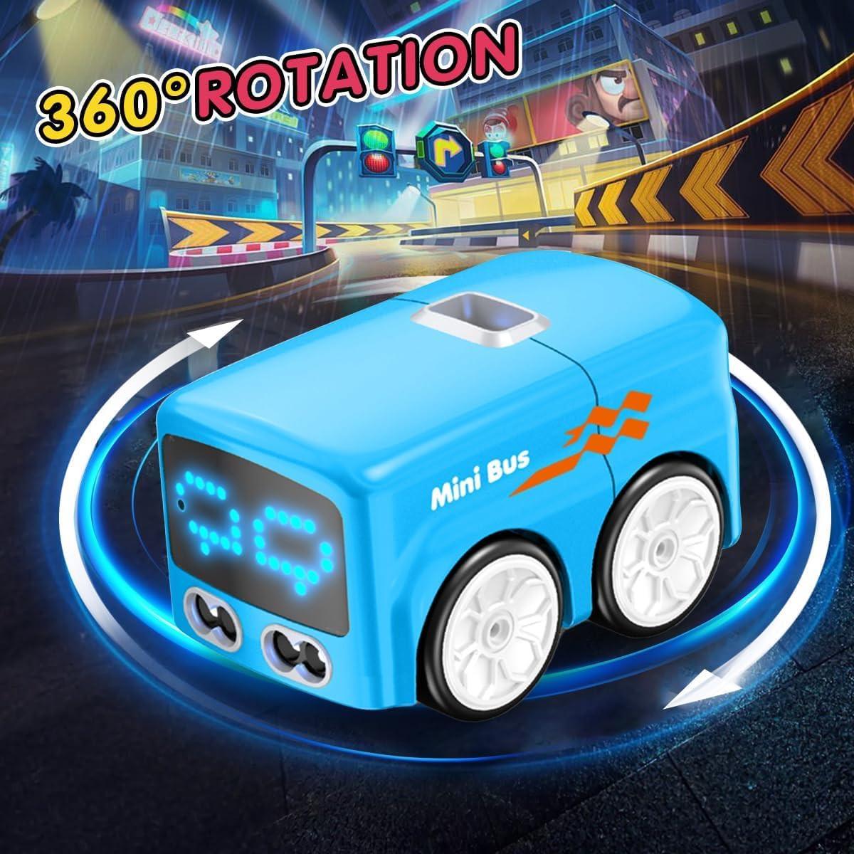 Magic Mini RC Bus, 2.4 GHZ Inductive Car that Follows Drawn Line, Interactive Magic Mini Bus with Gestures Follow & Escape Modes, Idea Present for 6+ Kids Boys Girls and Adults.