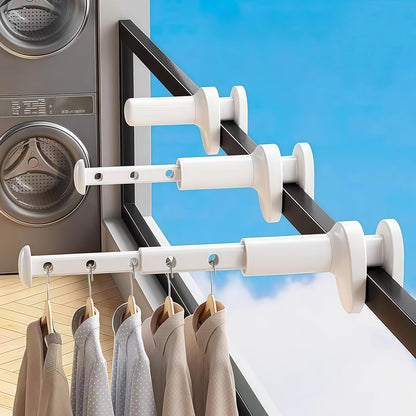 Multi-purpose extendable clothes rod for hanging jackets, shirts, and coats