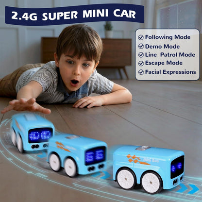 Magic Mini RC Bus, 2.4 GHZ Inductive Car that Follows Drawn Line, Interactive Magic Mini Bus with Gestures Follow & Escape Modes, Idea Present for 6+ Kids Boys Girls and Adults.
