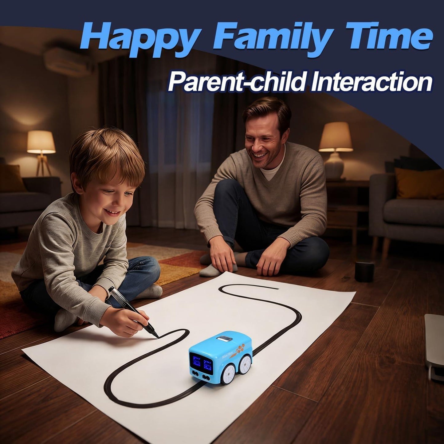 Magic Mini RC Bus, 2.4 GHZ Inductive Car that Follows Drawn Line, Interactive Magic Mini Bus with Gestures Follow & Escape Modes, Idea Present for 6+ Kids Boys Girls and Adults.