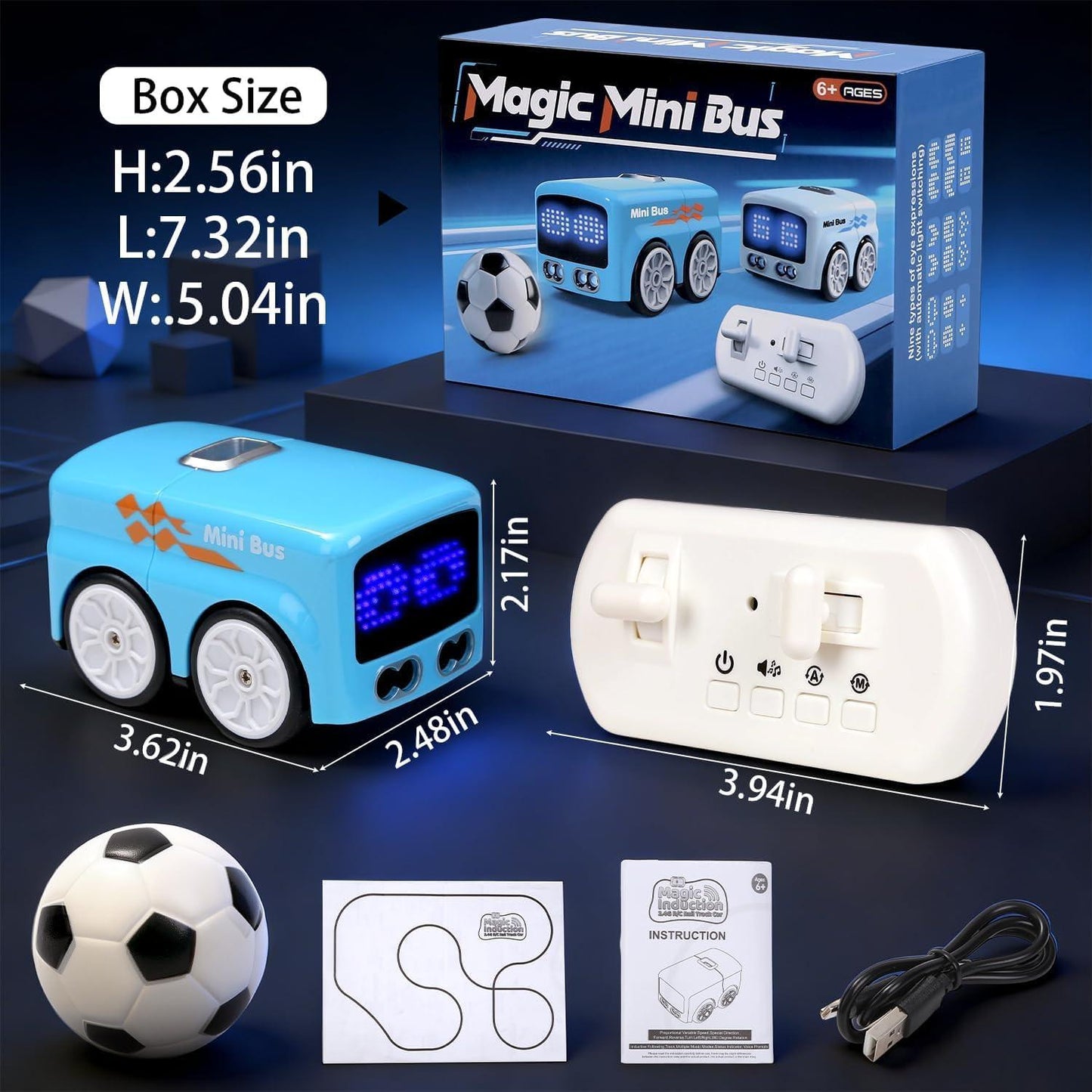 Magic Mini RC Bus, 2.4 GHZ Inductive Car that Follows Drawn Line, Interactive Magic Mini Bus with Gestures Follow & Escape Modes, Idea Present for 6+ Kids Boys Girls and Adults.