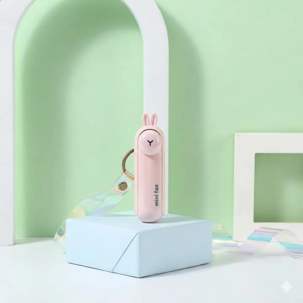 Rabbit mini keychain fan