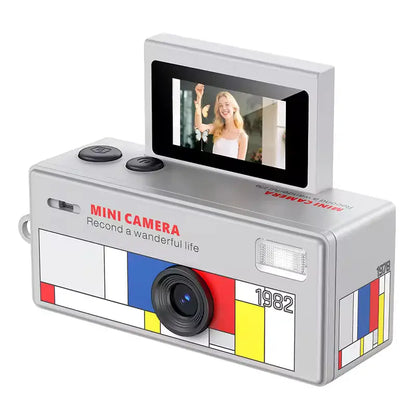 Grey mini flip screen retro camera