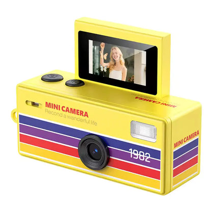 Yellow mini flip screen retro camera