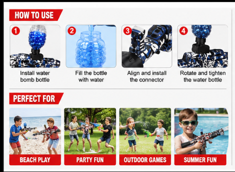 Electric Gel orbees Blaster AK47 1000 High-Powered Automatic Water Ball Gun for Kids & Teens
