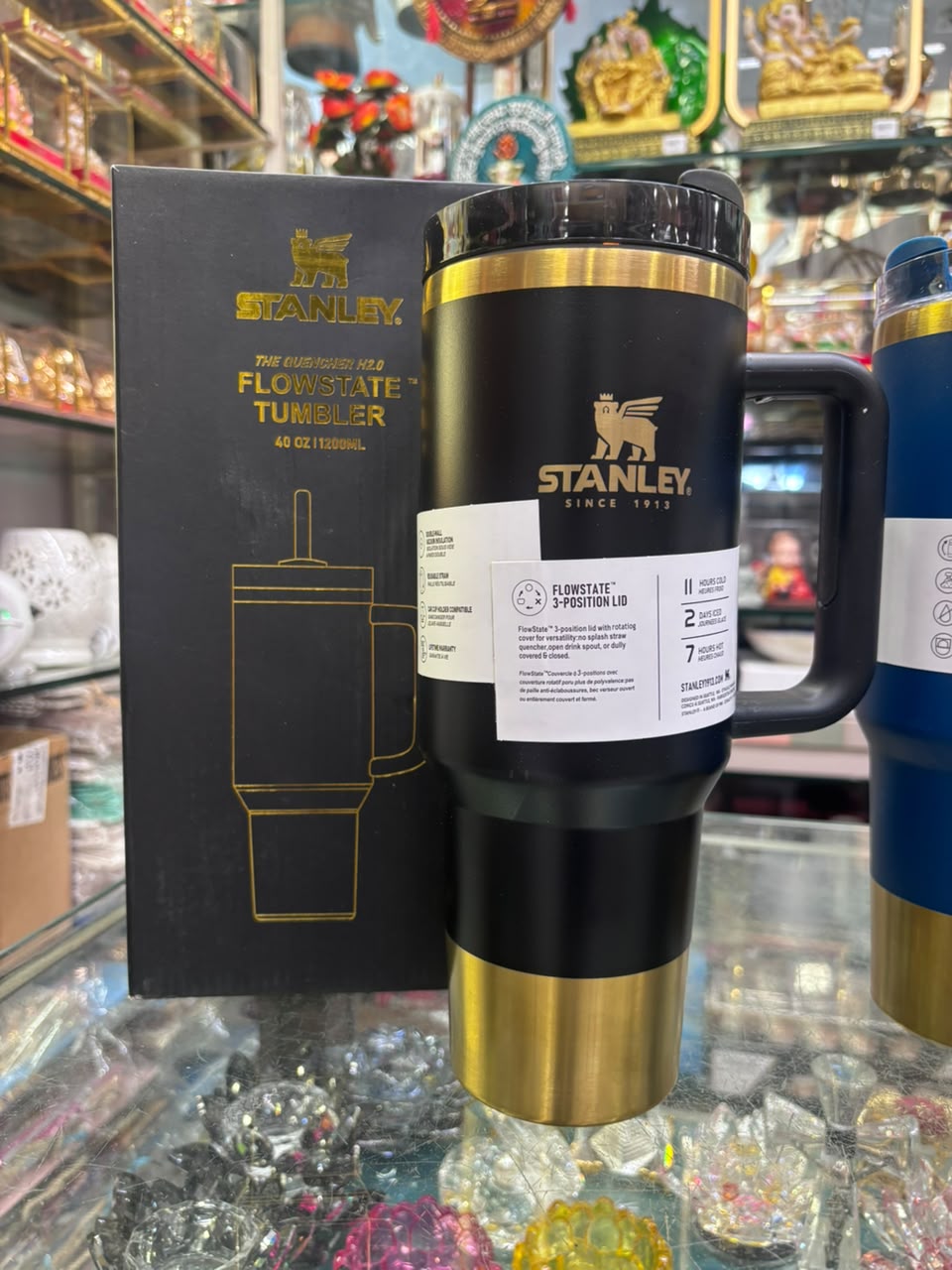 Stanley Quencher Flow state Gold Edition Stainless Steel Vacuum Insulated Tumbler (40 oz). Black