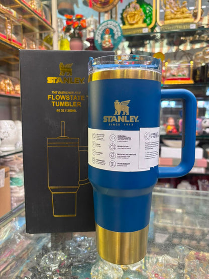 Stanley Quencher Flow state Gold Edition Stainless Steel Vacuum Insulated Tumbler (40 oz). Royal Blue