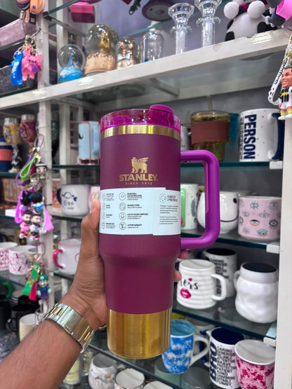 Stanley Quencher Flow state Gold Edition Stainless Steel Vacuum Insulated Tumbler (40 oz). Maroon