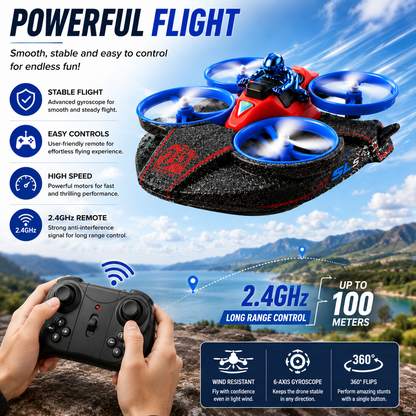 3-in-1 RC Quadcopter – Sea, Land & Air Remote Control Flying Car