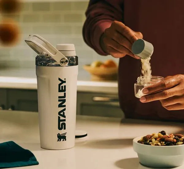 Black off white stanley protein shaker