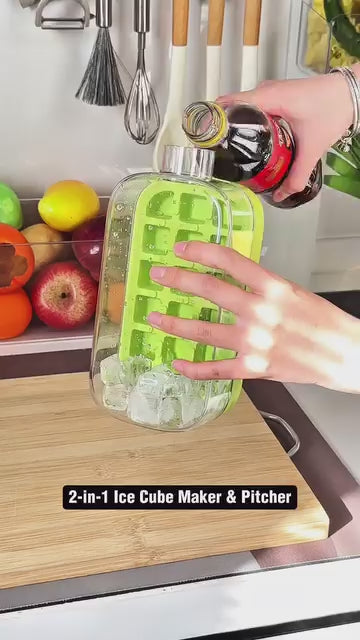 Vinny’s Ice Cube Bottle, 2 in 1 Touch-Free Ice Cube Tray with Steel Straw & Lid – Leakproof Freezable Water Bottle with Built-in Ice Mold (Off white - 850 ml)