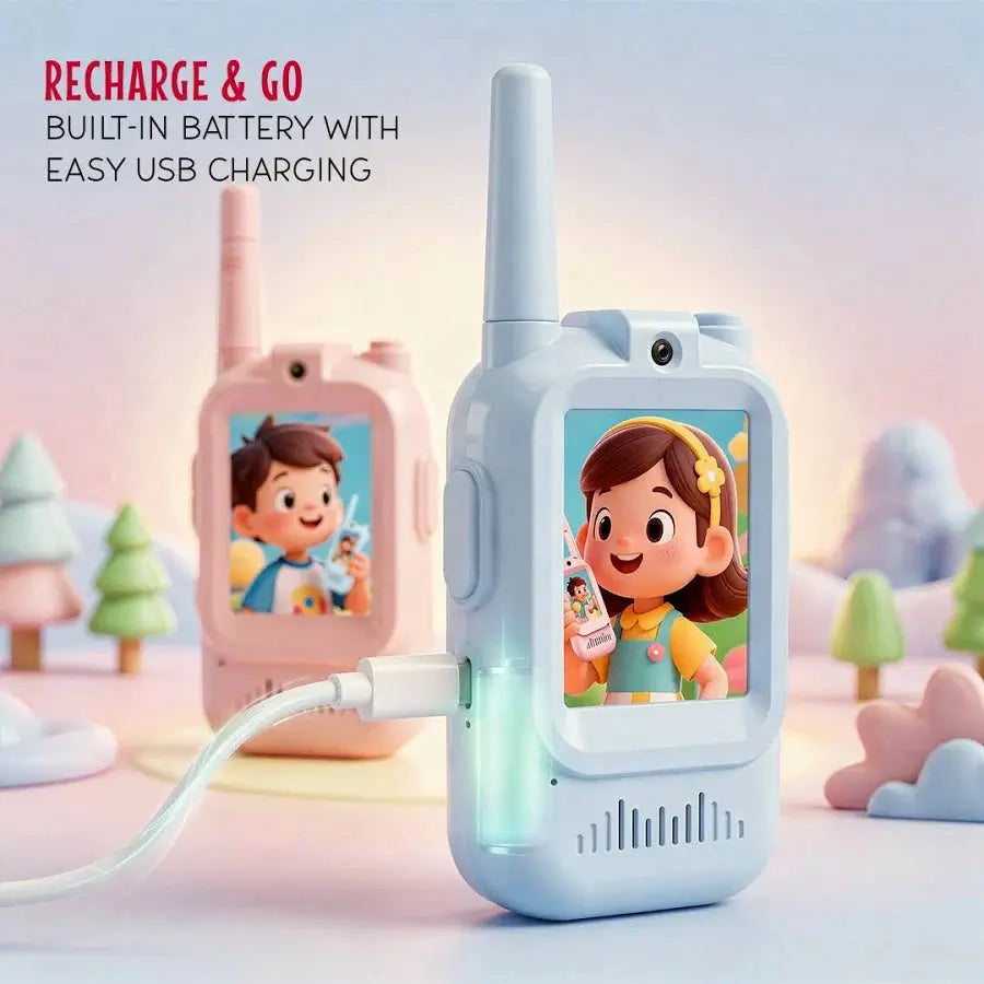 Video Walkie Talkie Children's Toy, Kids Video Pager with 2-Inch Screen, 2-Way Real-Time Video Call 1000FT Range Voice Effects, Kids Walkie Toys - Multicolor.